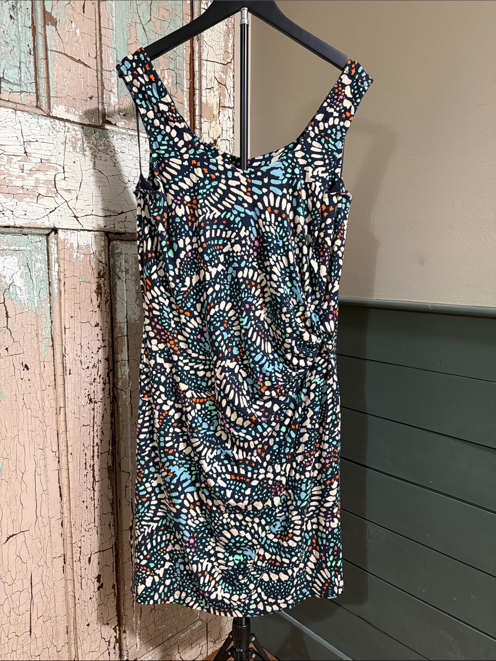 NIC+ZOE Navy Multi-Dot Print Sleeveless Midi Dress